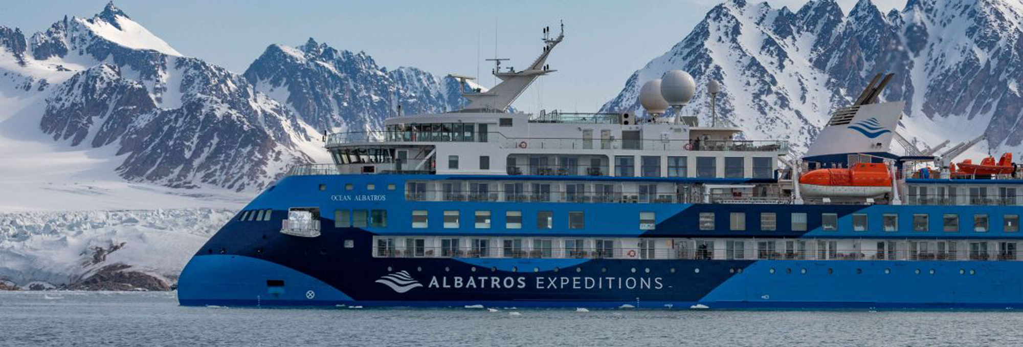 Ocean Albatros Expedition Cruise in Svalbard The Ocean Albatros, an expedition cruise ship operated by Albatros Expeditions, navigates the icy