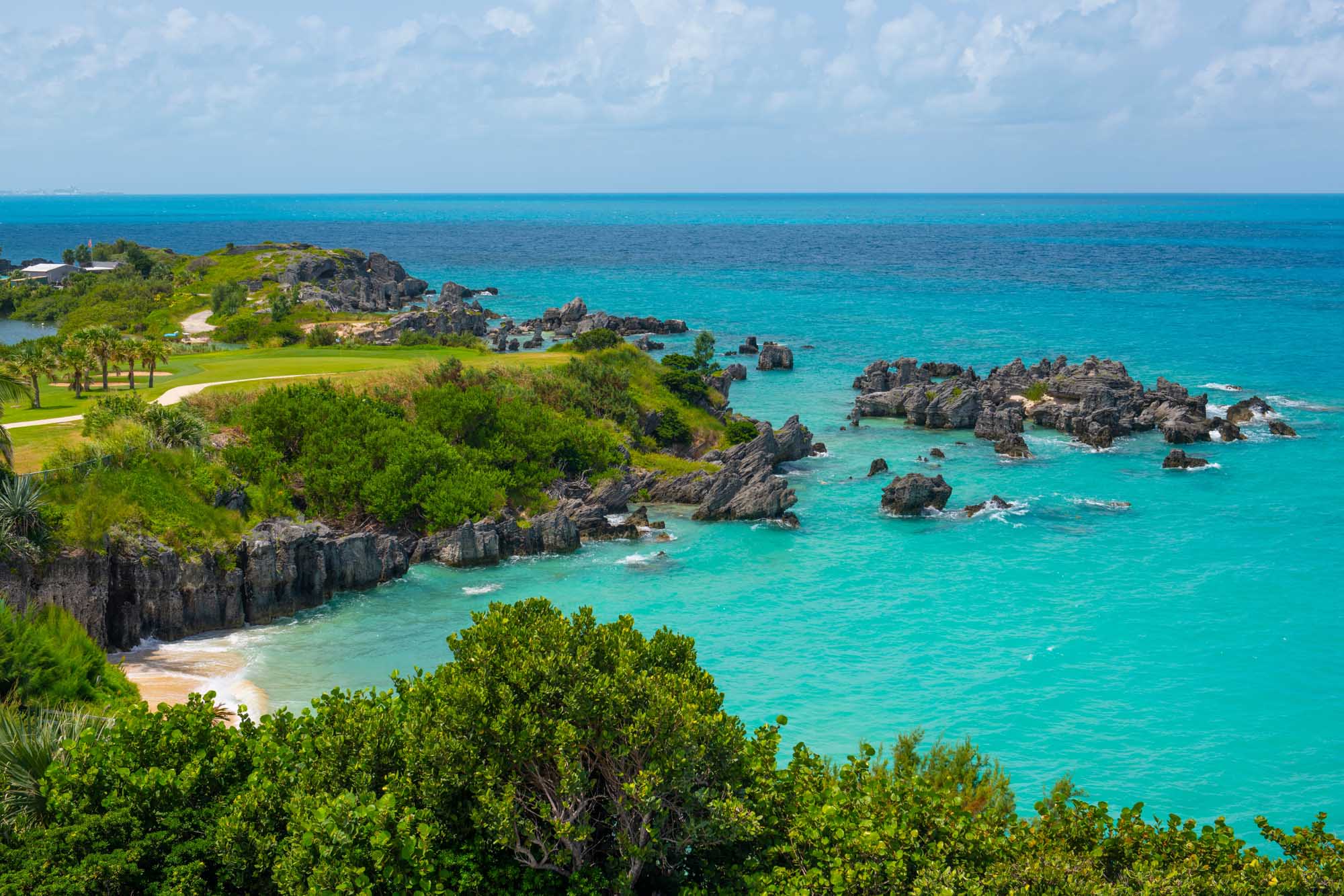 Achilles Beach and Bay, Bermuda Aerial View An aerial view of Achilles Beach nestled in Achilles' Bay near Fort St. Catherine in St. George's