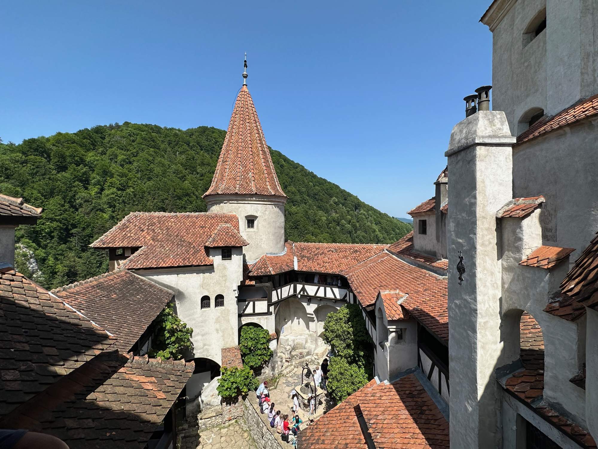 Bran Castle – Medieval Castle Courtyard with Conical Tower