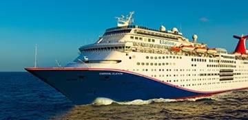 Carnival Elation Cruise Ship at Sea A large modern cruise ship, the Carnival Elation, photographed in open ocean under clear blue
