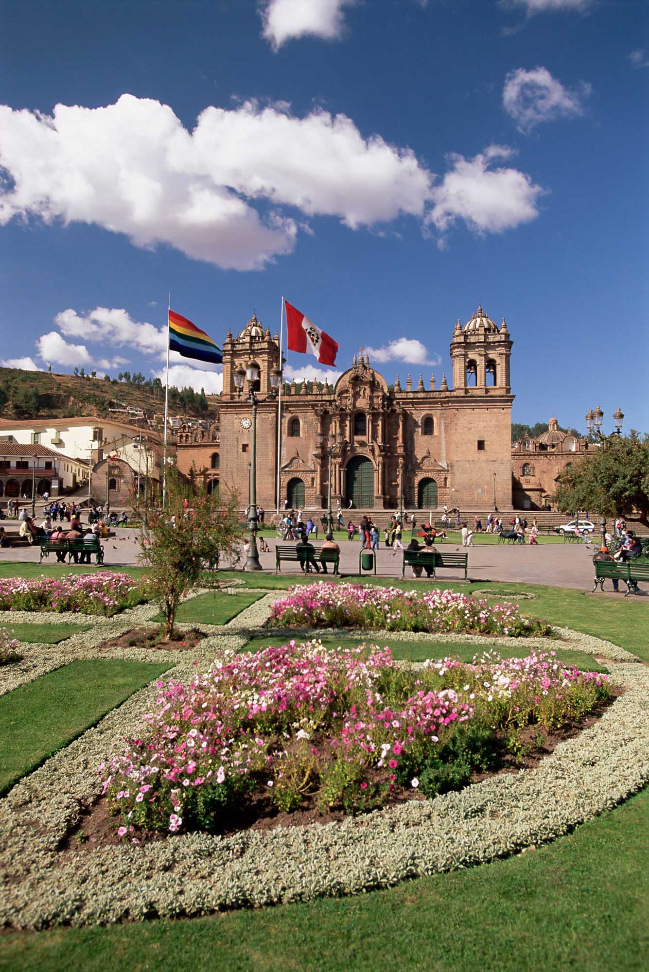 Cusco Cathedral in Historic Plaza de Armas The stunning Cusco Cathedral stands majestically in Peru's Plaza de Armas, featuring distinctive