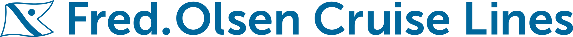 The official logo of Fred. Olsen Cruise Lines, featuring a stylized blue sailboat icon with