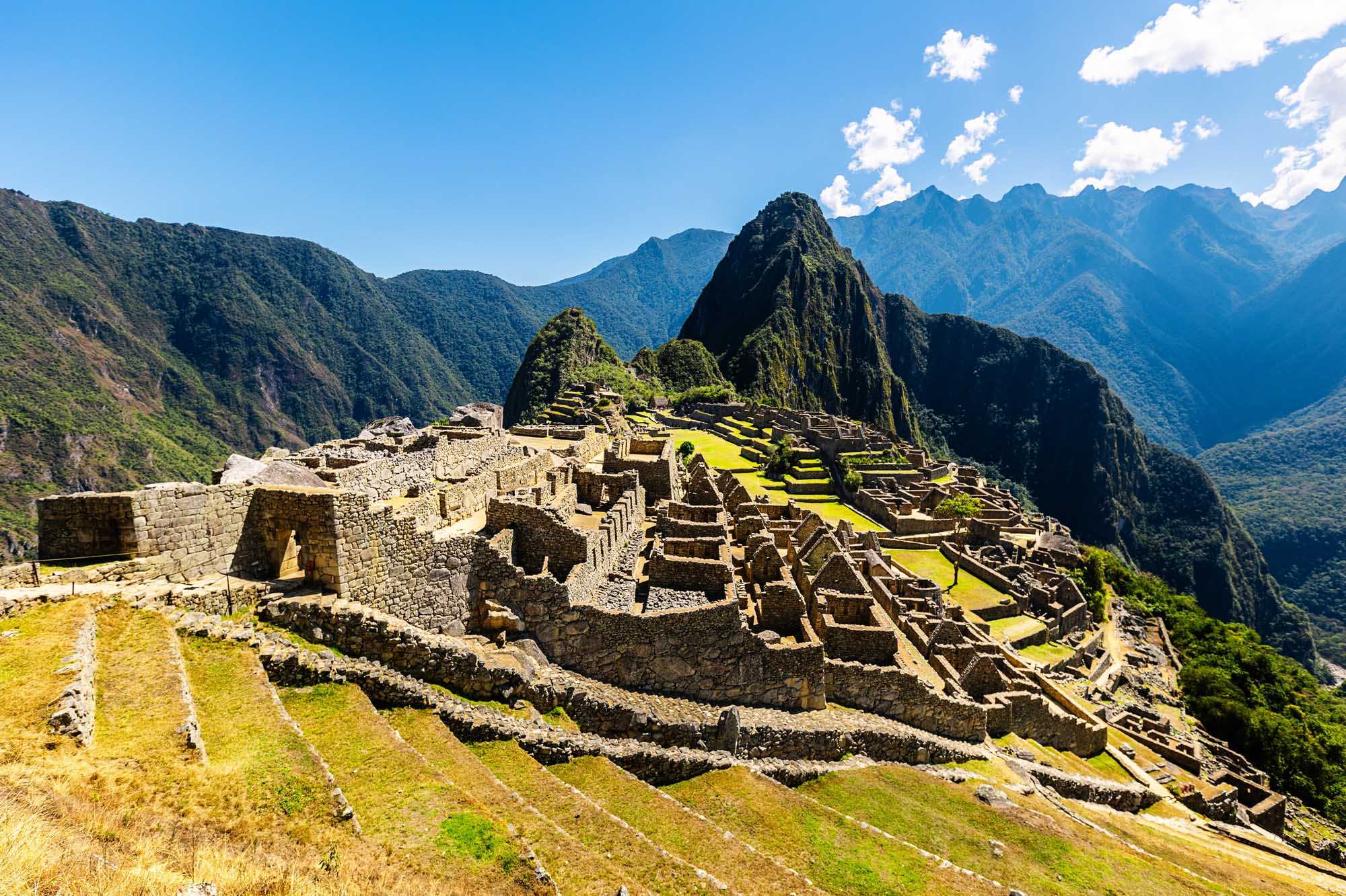 Machu Picchu Ancient Incan Citadel A panoramic view of Machu Picchu, the iconic 15th-century Incan citadel nestled high in