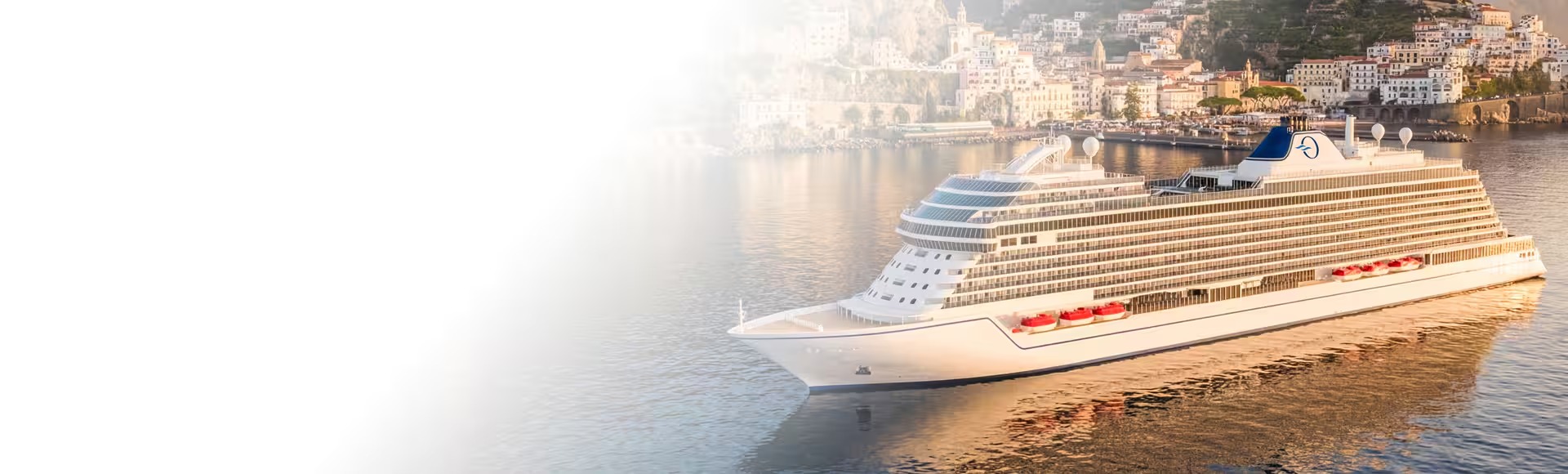 Oceania Cruises Sonata Docked at Mediterranean Port A modern luxury cruise ship from Oceania Cruises is anchored in calm Mediterranean waters near