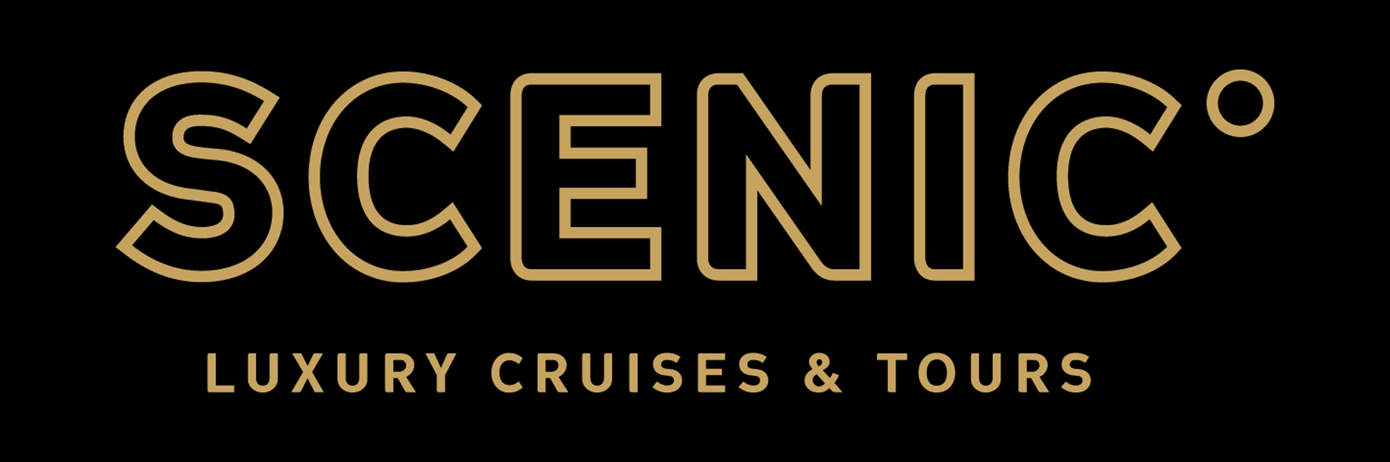 Scenic Luxury Cruises & Tours Logo A elegant gold and black logo design for Scenic luxury cruises and tours company. The text features