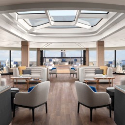 The Ritz-Carlton Yacht Collection Observation Lounge A sophisticated observation lounge aboard The Ritz-Carlton Yacht Collection, featuring