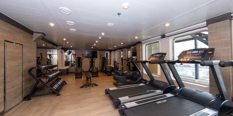 World Explorer Fitness Center and Gym A modern, well-equipped gymnasium aboard the Quark Expeditions World Explorer expedition cruise